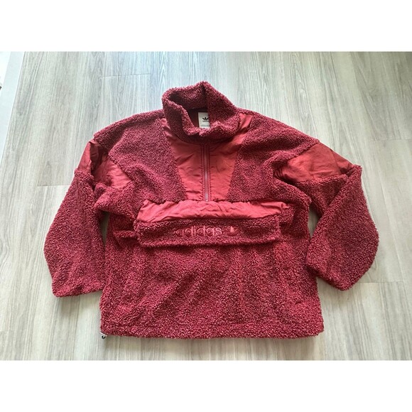 adidas Jackets & Blazers - Adidas Original Sherpa Burned Red Sweatshirt size Small